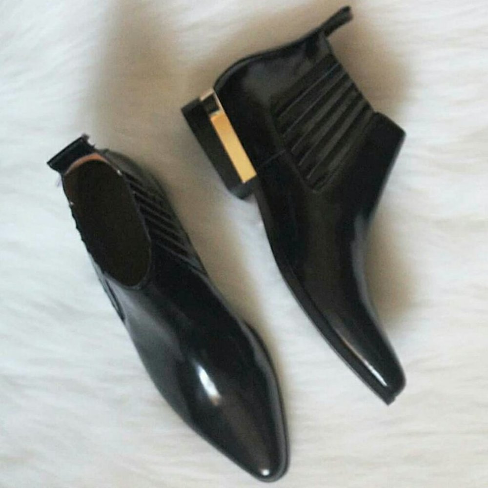 Golden-Heeled Black Boots